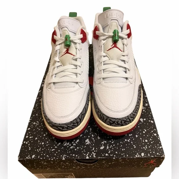 Jordan Spizike Low White Red Green Mens 11.5 OG Box Elephant Print